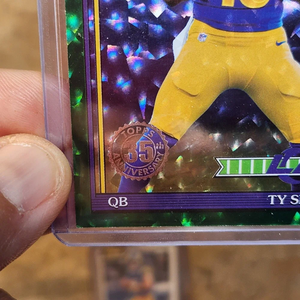 2026 Topps NFL Ty Simpson Green Rc /99 and Base LA Rams Flagship